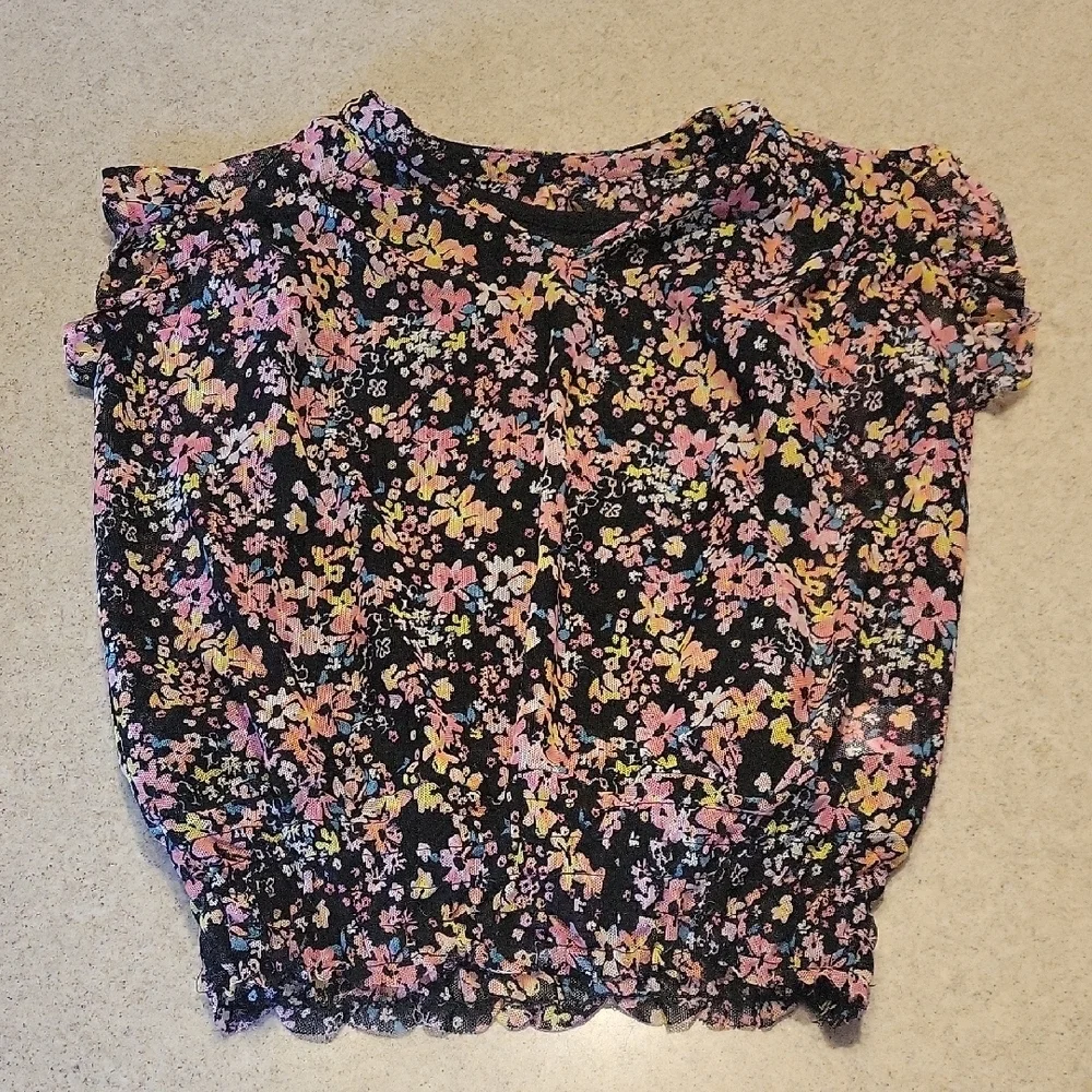 Justice Floral Kids Tank Top with Floral Blouse Size XS 5/6